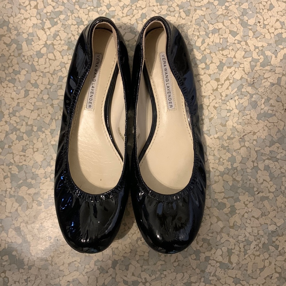 Vera Wang Lavender Black Patent Flats